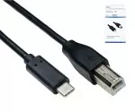 USB Kabel Typ C auf USB 2.0 B Stecker, schwarz, 3,00m, DINIC Box (Karton)